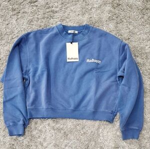 Madhappy 😡 😁 cropped sky crewneck sweatshirt sz Small